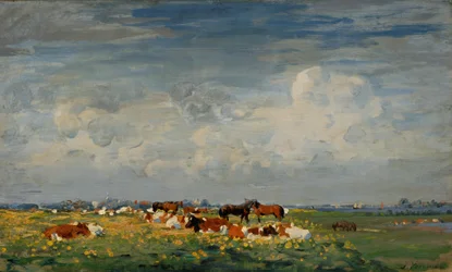 Summer Meadow Landscape on the IJssel with View of Hattem